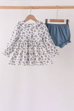 Teal floral smocked bloomer set