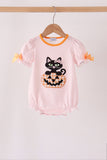 Pink cats Jack-O-Lantern applique bubble