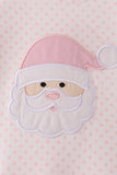 Pink santa claus dot applique ruffle romper