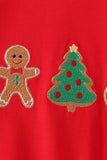 Red Gingerbread Tree Embroidery Romper