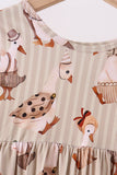 Brown goose print bamboo pants set