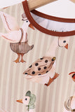 Brown goose print bamboo pajama set