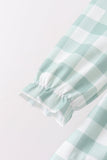 Sage Turkey Embroidery Gingham Ruffle Bloomer Set