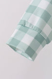 Sage Turkey Embroidery Gingham Jogger Set
