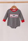 Black car embroidery checkered bubble