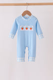 Blue Turkey Embroidery Romper