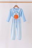 Blue Turkey Embroidery 2pc Jumpsuit Set