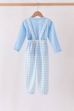 Blue Turkey Embroidery 2pc Jumpsuit Set