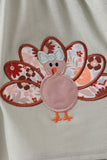 Sage Turkey Applique Bow Bloomer Set