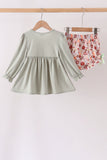 Sage Turkey Applique Bow Bloomer Set