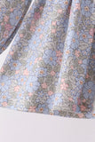 Blue Floral Bow Smocked Bloomer Set