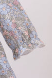 Blue Floral Bow Smocked Ruffle Dress