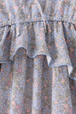 Blue Floral Ruffle Mom Dress