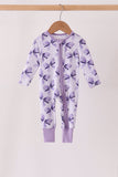 Purple Bow Zip Bamboo Romper