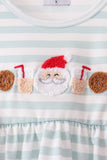 Gray stripe santa french knot ruffle pants set