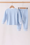 Blue skeleton print pants set