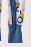Blue Construction Trucks Zip Bamboo Romper