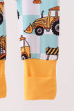 Yellow construction trucks bamboo romper