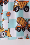Yellow construction trucks bamboo pajama set