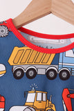 Navy tractor print bamboo pajama set