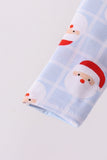 Blue Santa Claus Zip Bamboo Romper
