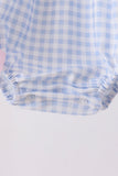 Blue ghost embroidery gingham bubble