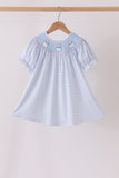Blue ghost embroidery gingham dress
