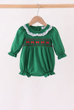 Forest bow smocked ruffle bubble