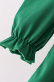 Forest bow smocked ruffle dress