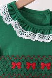 Forest bow smocked ruffle bloomer set