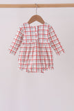 Red Plaid Santa Smocked Bow Bubble