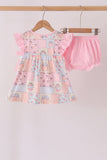 Pink pumpkin ruffle bloomer set