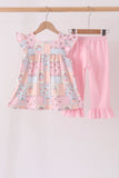 Pink pumpkin ruffle pants set