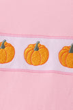Pink pumpkin embroidery ruffle dress