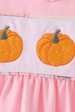 Pink pumpkin embroidery ruffle pants set