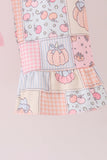 Pink pumpkin embroidery ruffle pants set