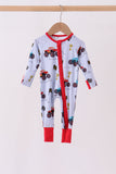 Blue Racing Car Bamboo Romper
