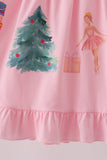 Pink nutcracker embroidery ruffle dress