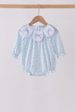 Blue bow embroidery bubble