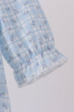 Blue bow embroidery bubble