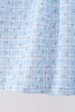 Blue bow embroidery pants set