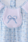 Blue bow embroidery bloomer set