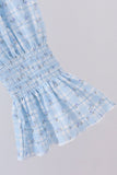 Blue floral smocked mom dress