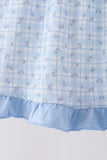 Blue bow embroidery dress
