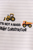 Gray stripe construction vehicle embroidery jogger set