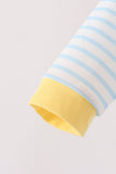Blue Excavator Applique Stripe Romper