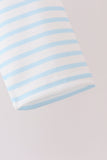 Blue Excavator Applique Stripe Top