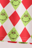 Red grinch print ruffle pajama set