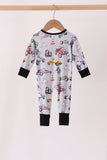 Black Racing Zip Bamboo Romper
