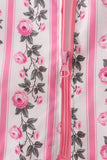 Pink Floral Stripe Ruffle Raincoat